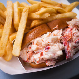 lobster roll with fries